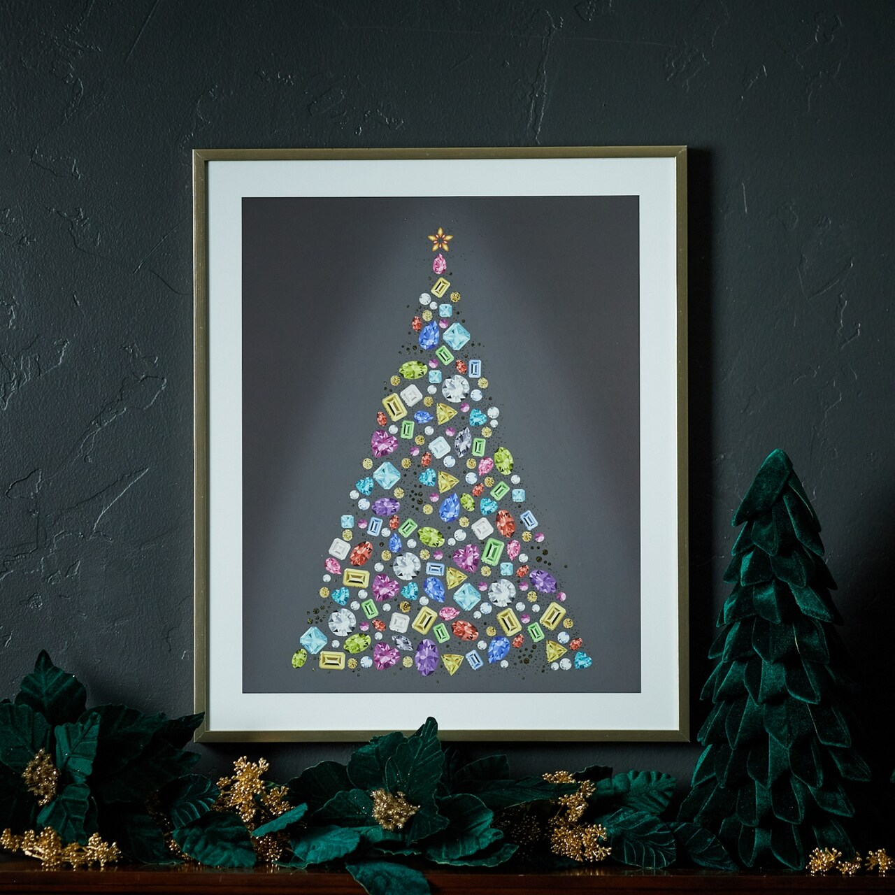 Melrose Jewel Tree Rectangular Christmas Wall Sign - 23.75"- Blue and White